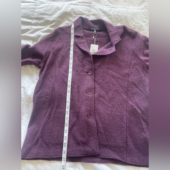 Eileen Fisher plum lightweight boiled wool notch collar jacket | L - Picture 13 of 14